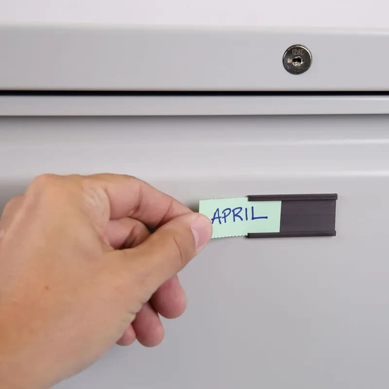 Label Holder 2X1 IN Black Plastic Magnetic 12 Count/Pack