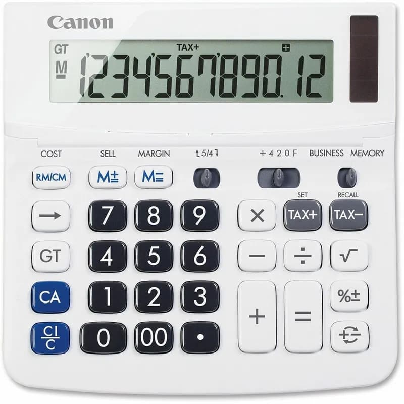 Calculator 5.7X5.7X1.2 IN White Handheld Tilt Display Battery/Solar Powered 1/Each