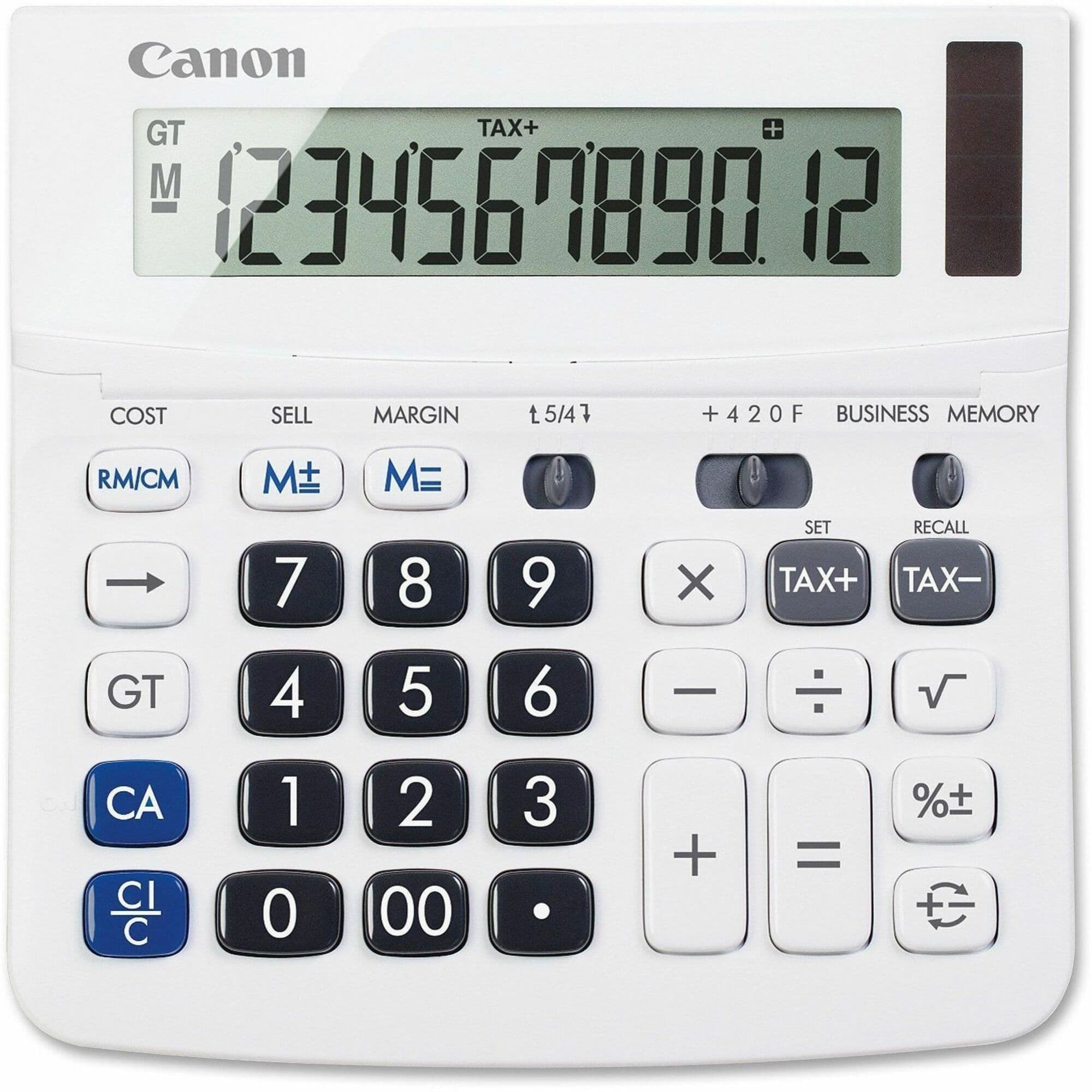 Calculator 5.7X5.7X1.2 IN White Handheld Tilt Display Battery/Solar Powered 1/Each