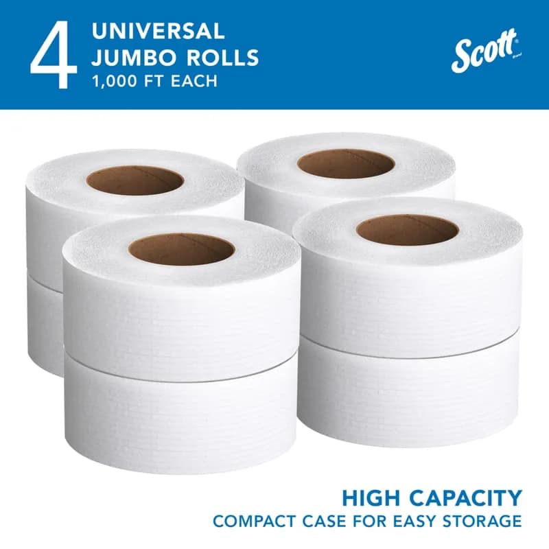 Scott® Essential Toilet Paper & Tissue Roll 3.55IN X1000FT 2PLY White Jumbo (JRT) 4/Case