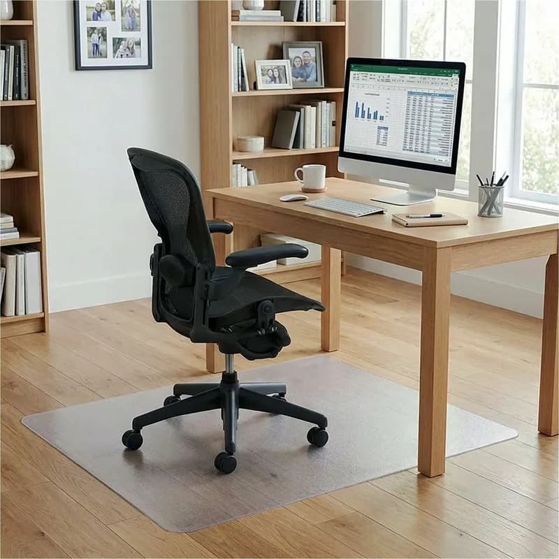Chair Mat 60X46 IN Clear Vinyl Straight Edge For Use on Hard Floor Surfaces 1/Each