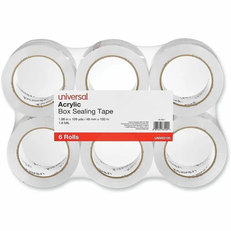 Packing Tape 2IN X110YD Clear BOPP Acrylic Adhesive 1.7MIL Medium Duty With 3 IN Core Diameter 6 Count/Pack
