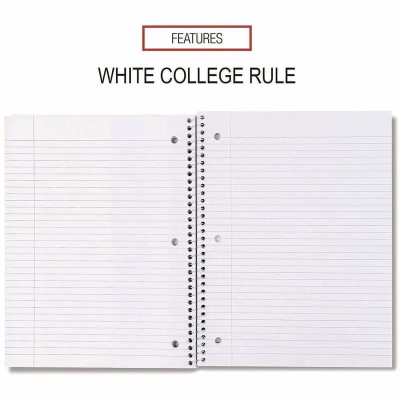 General Purpose Notebook 8X10.5 IN Black Paperboard Chipboard Spiral 3-Hole 1 Subject College Ruled 24 Count/Box
