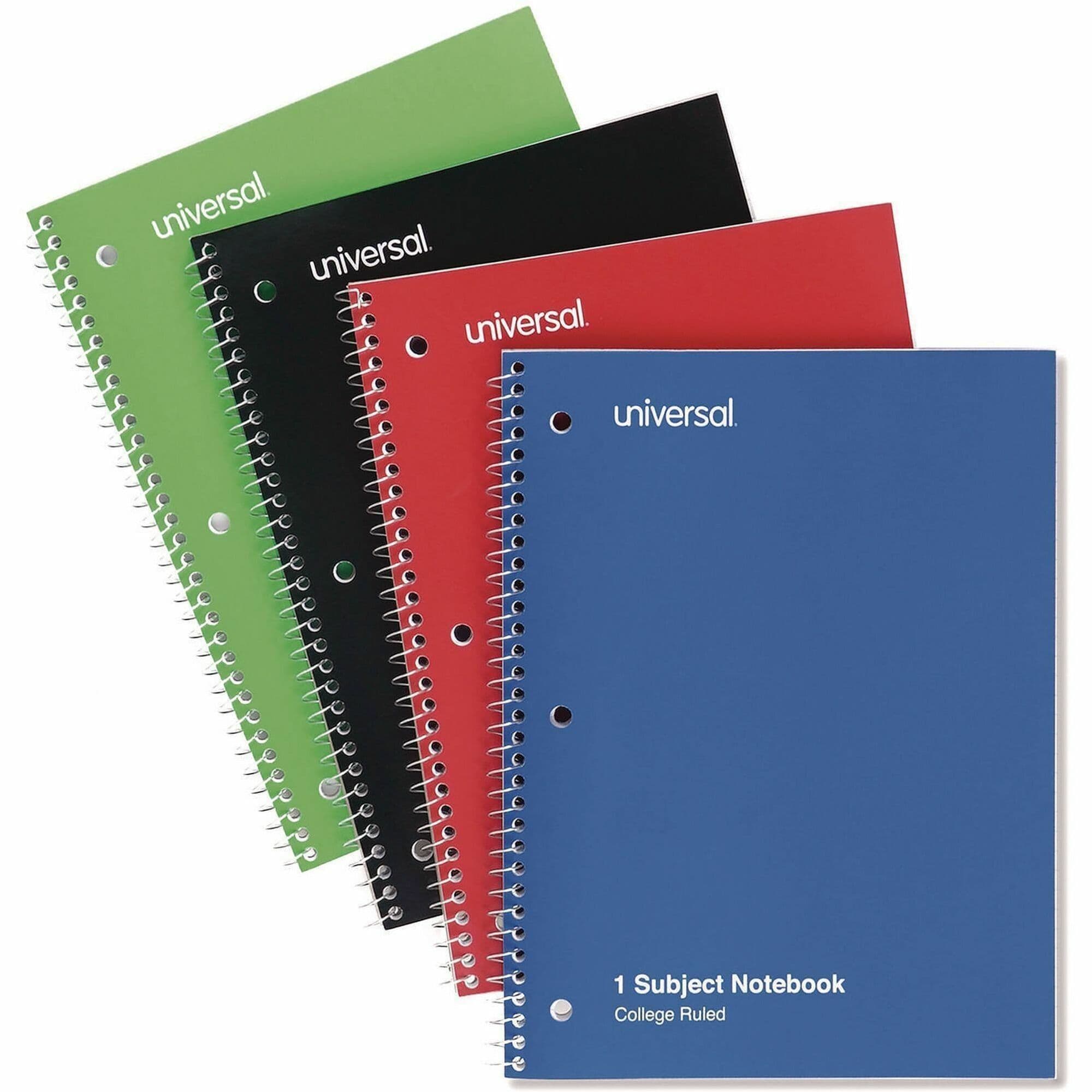 General Purpose Notebook 8X10.5 IN Assorted Paperboard Spiral 3-Hole 1 Subject College Ruled 4 Count/Pack 6 Packs/Case