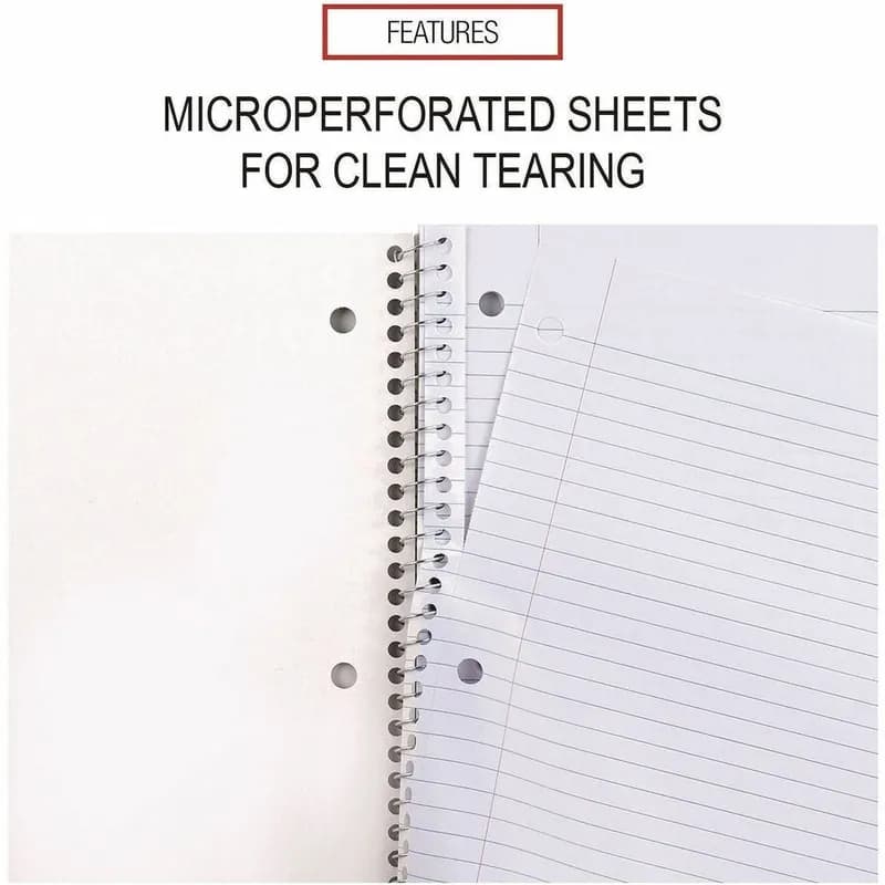General Purpose Notebook 8X10.5 IN Assorted Paperboard Spiral 3-Hole 1 Subject College Ruled 4 Count/Pack 6 Packs/Case
