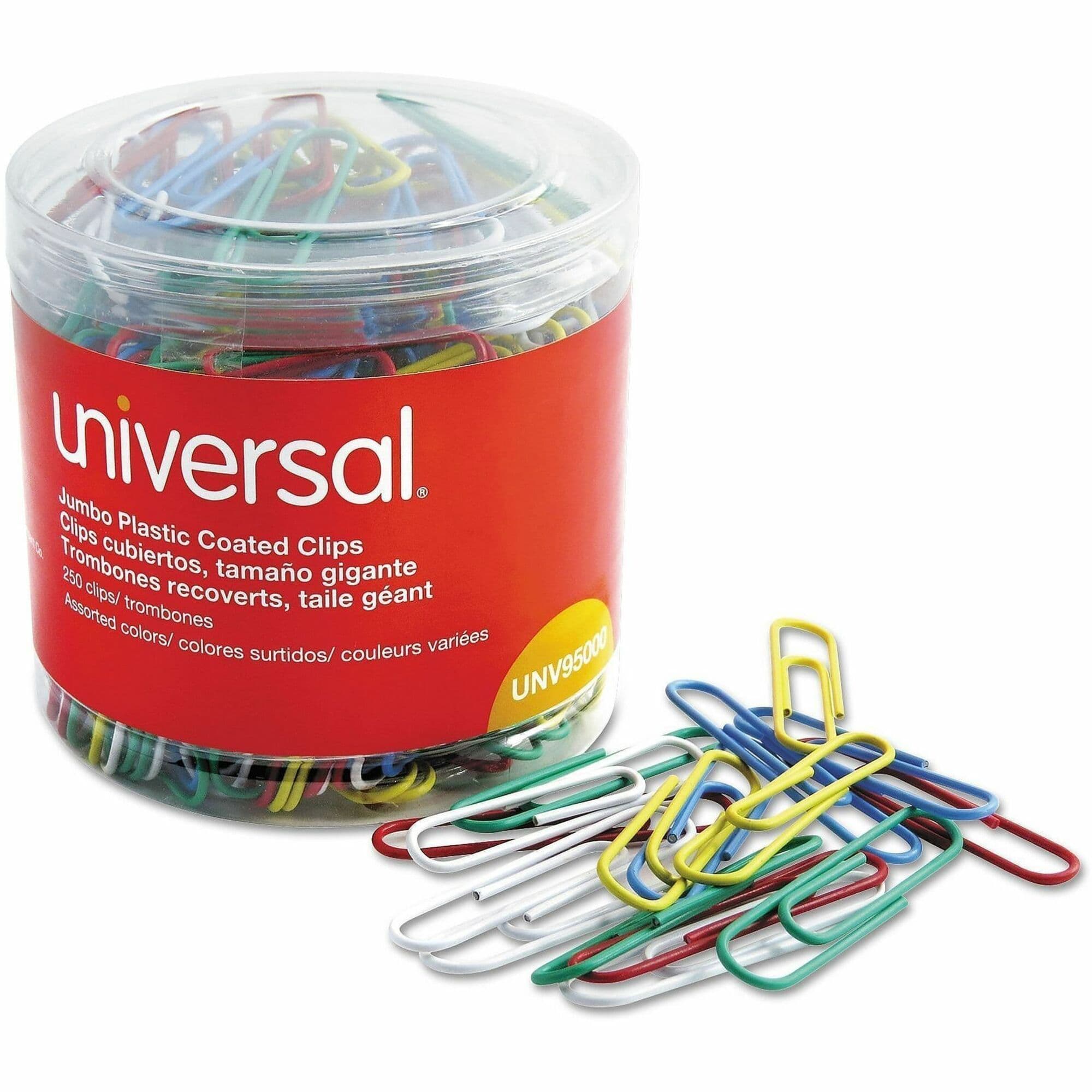 Paper Clip Jumbo 2X0.5 IN Assorted Powder Coated Steel 250 Count/Pack