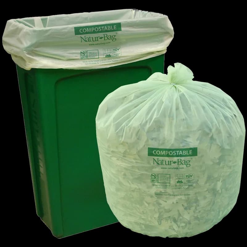 Natur-Bag Compostable Liner 33X40 IN 33 GAL Green 0.8MIL Star Seal 25 Count/Roll 8 Rolls/Case 200 Count/Case
