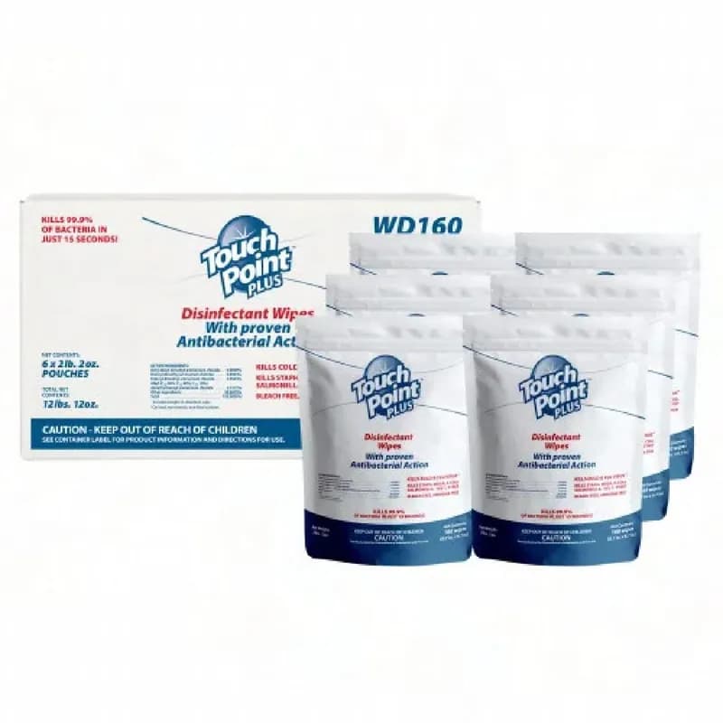 Touch Point® Plus Disinfectant 6.7X6.7 IN Textile Wipe 160 Count/Pack 6 Packs/Case