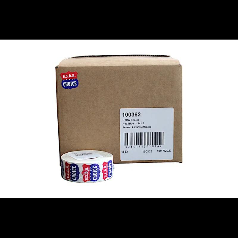 USDA Choice Meat Label 1.3X1.3 IN Red Blue White Shield 1000 Count/Roll 25 Rolls/Case 25000 Count/Case