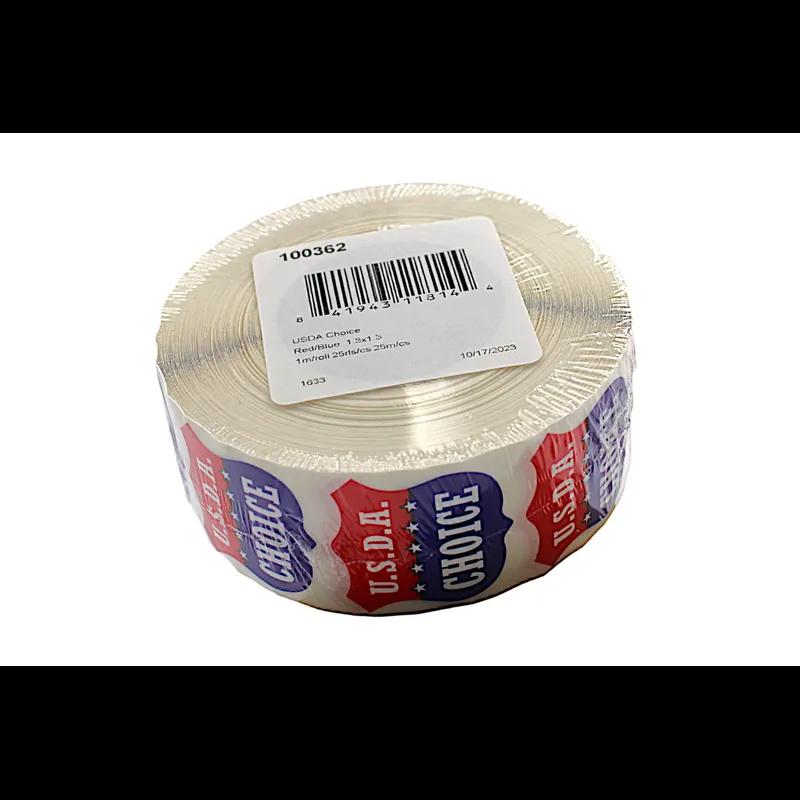 USDA Choice Meat Label 1.3X1.3 IN Red Blue White Shield 1000 Count/Roll 25 Rolls/Case 25000 Count/Case