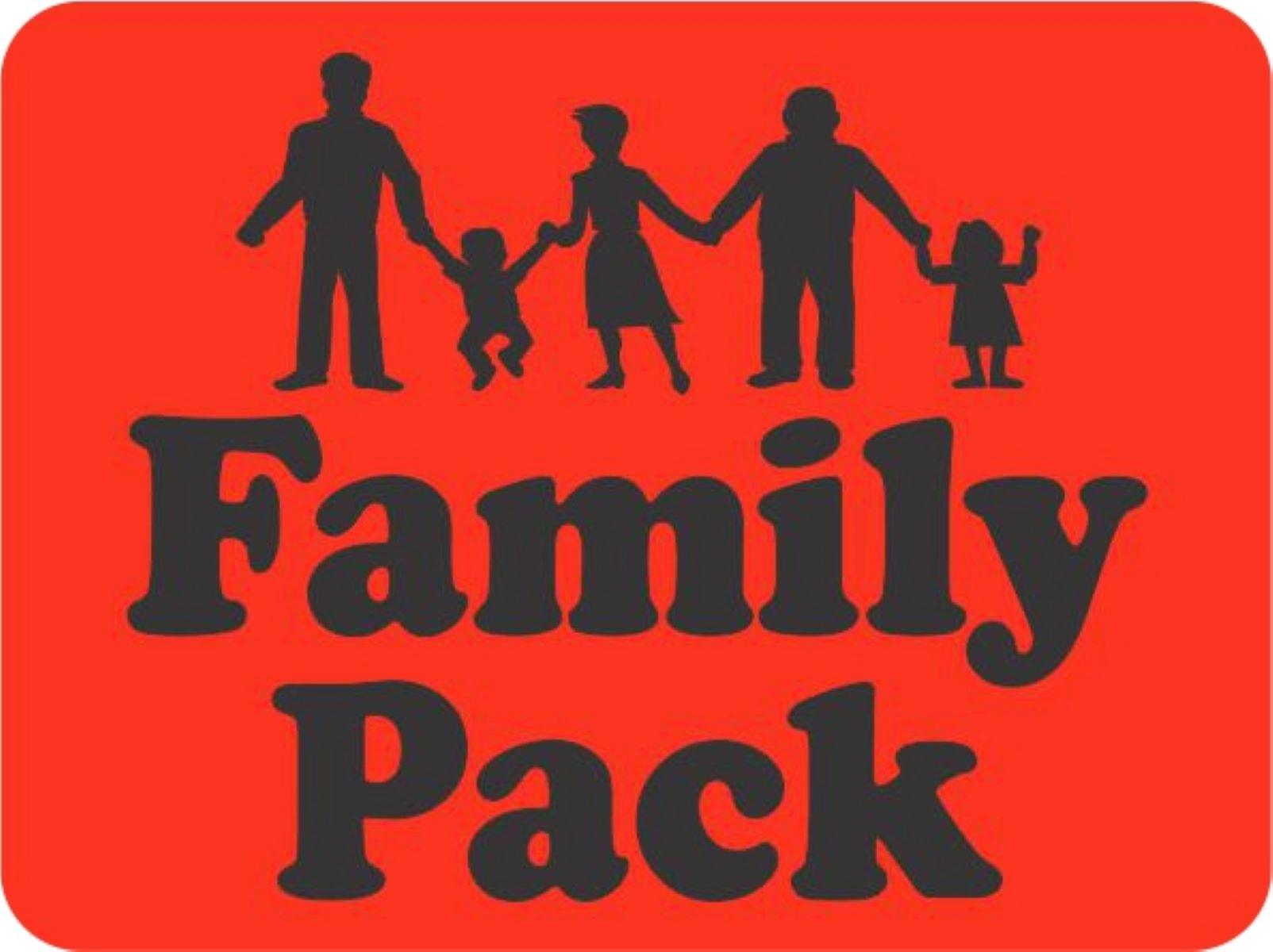 Family Pack Meat Label 1.5X2 IN Black Fluorescent Red With People 1000 Count/Roll 20 Rolls/Case 20000 Count/Case