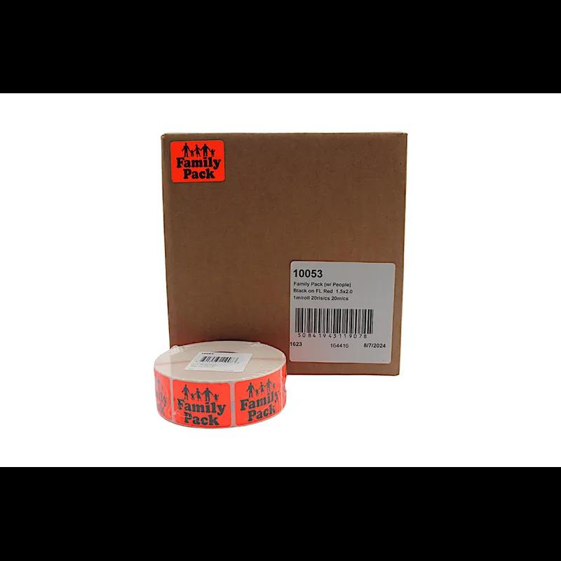 Family Pack Meat Label 1.5X2 IN Black Fluorescent Red With People 1000 Count/Roll 20 Rolls/Case 20000 Count/Case