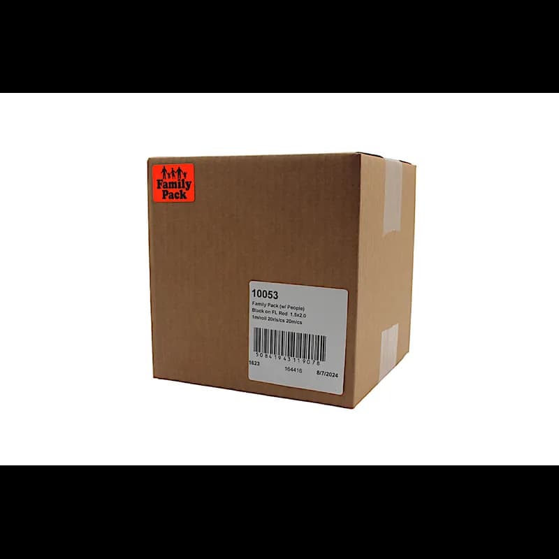 Family Pack Meat Label 1.5X2 IN Black Fluorescent Red With People 1000 Count/Roll 20 Rolls/Case 20000 Count/Case