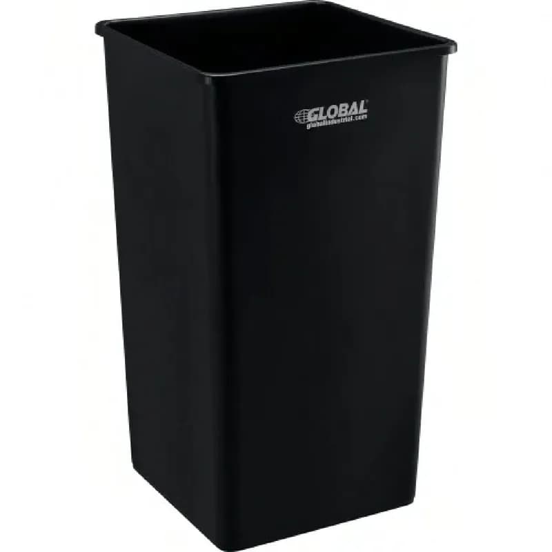Global Industrial Trash Can 19.5X19.5X34 IN 55 GAL Black Square Plastic Indoor/Outdoor Open 1/Each