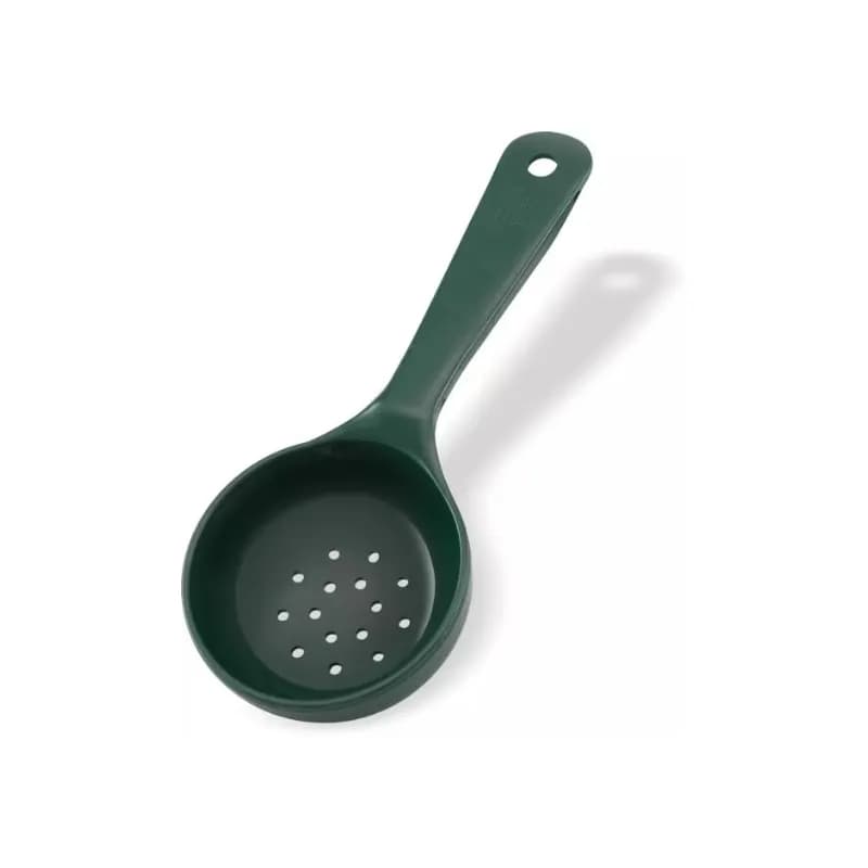 Carlisle Foodservice Products® Portion Spoon 3.30X8.24X1.30 IN 4 OZ Acetal Perforated Short Handle Flat Bottom 1/Each