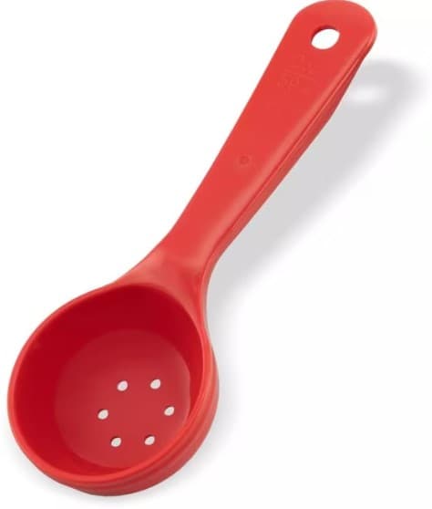 Carlisle Foodservice Products® Portion Spoon 2.50X6.55X1.10 IN 2 OZ Acetal Perforated Short Handle 1/Each
