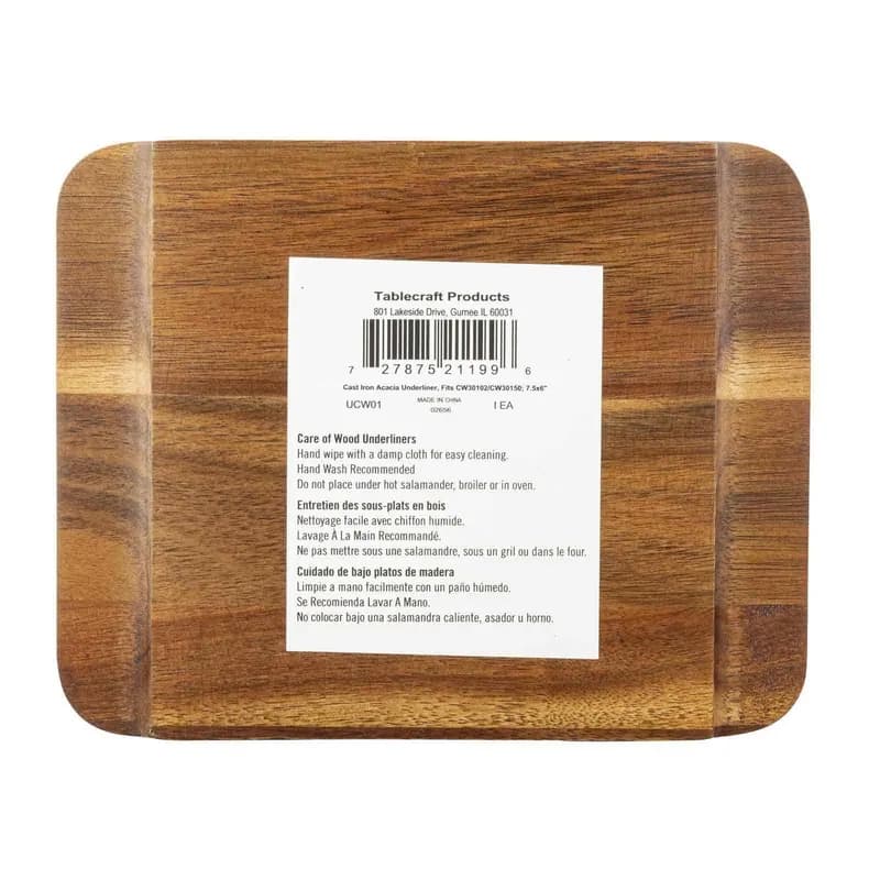 Platter Underliner 7.50X6X0.63 IN Acacia Wood Hand Wash 6/Case