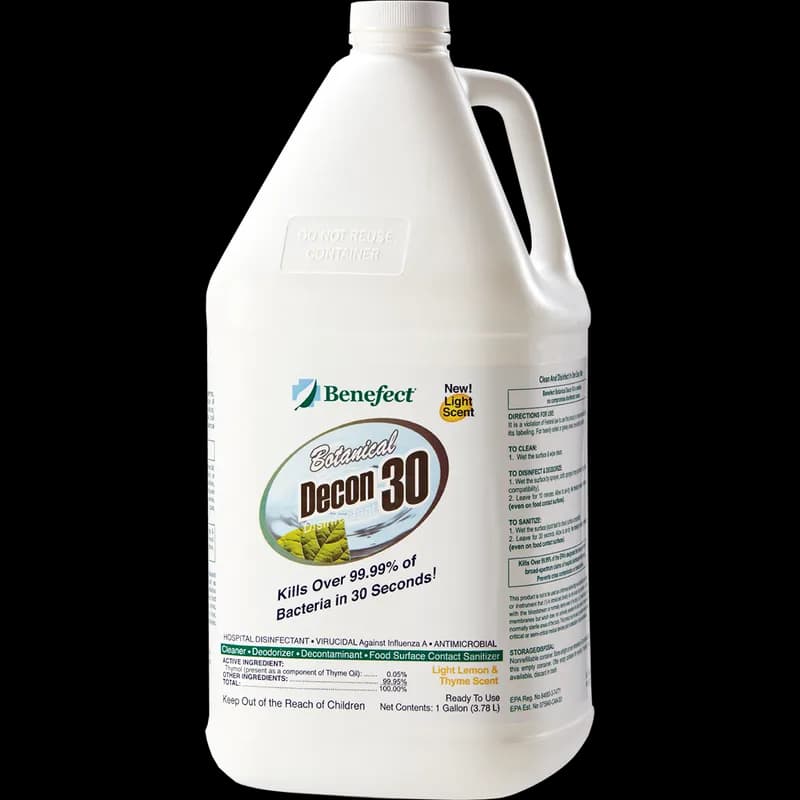 Benefect Botanical Decon 30 Light Scent Cleaner Disinfectant Liquid RTU Concentrate Virucide Antimicrobial 4/Case