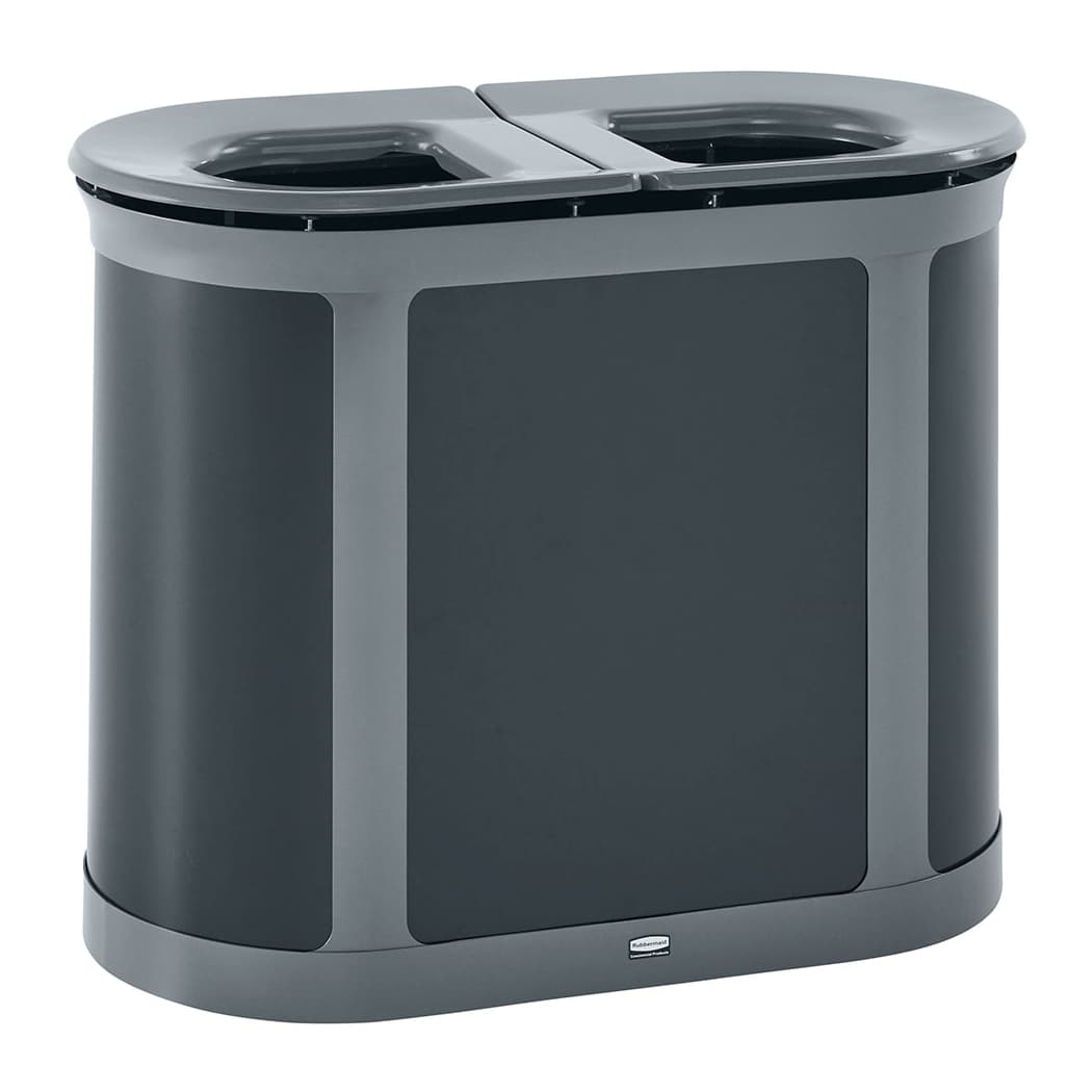 Enhance™ 2-Stream Trash Can 41.56X21.66X31.79 IN 46 GAL Umbra Gray Metal With Hinged Lid Dual Stream Pill 1/Each