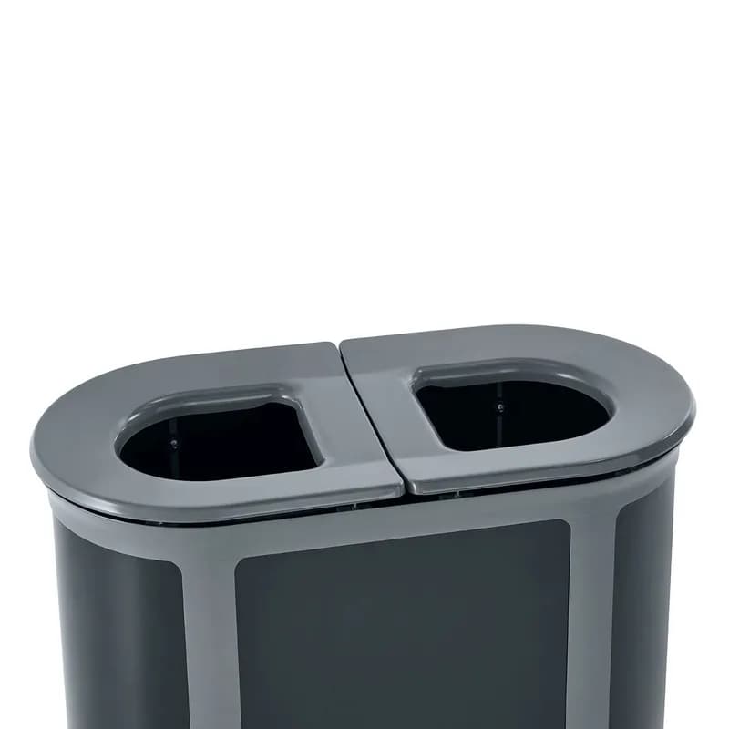 Enhance™ 2-Stream Trash Can 41.56X21.66X31.79 IN 46 GAL Umbra Gray Metal With Hinged Lid Dual Stream Pill 1/Each