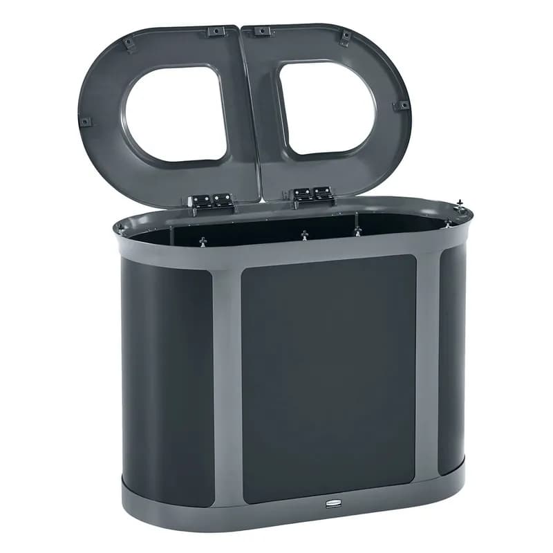 Enhance™ 2-Stream Trash Can 41.56X21.66X31.79 IN 46 GAL Umbra Gray Metal With Hinged Lid Dual Stream Pill 1/Each