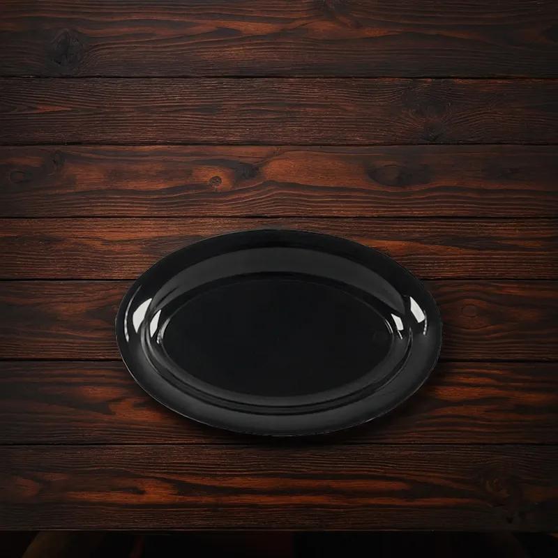 WNA CaterLine® Serving Tray 16X11 IN PS Black Oval 25/Case