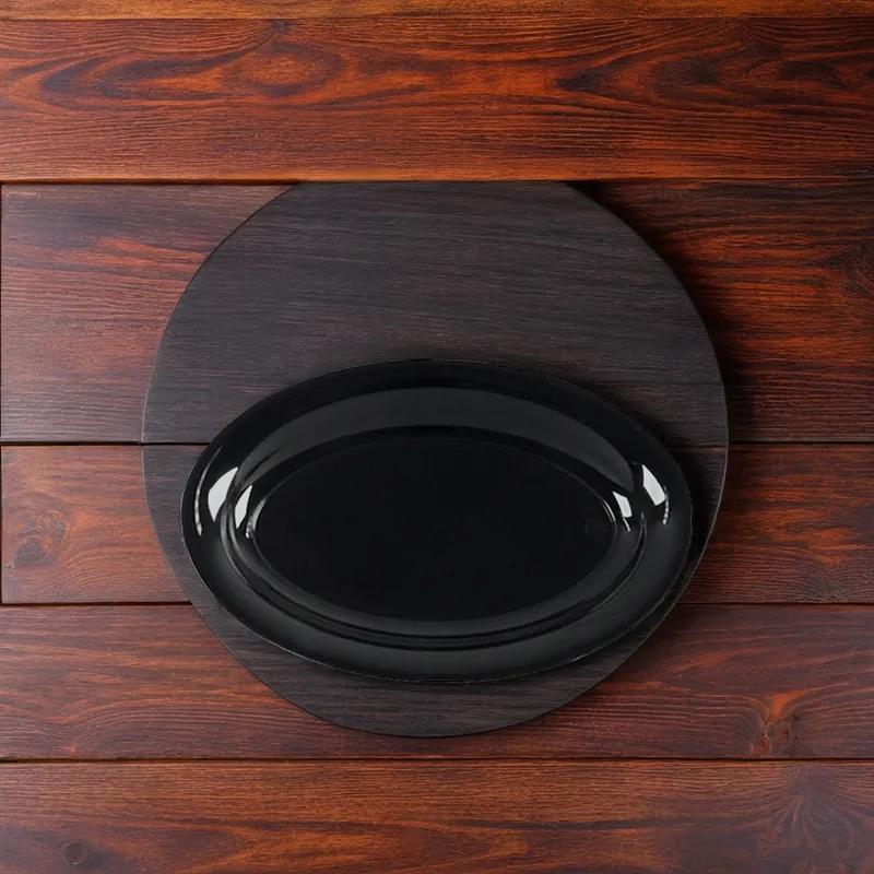 WNA CaterLine® Serving Tray 16X11 IN PS Black Oval 25/Case