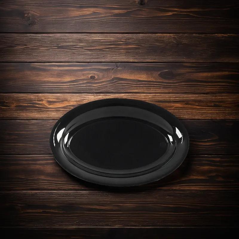 WNA CaterLine® Serving Tray 16X11 IN PS Black Oval 25/Case