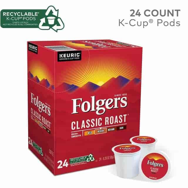 Green Mountain Coffee Folgers Classic Roast Coffee Medium Roast K-Cup 24/Box