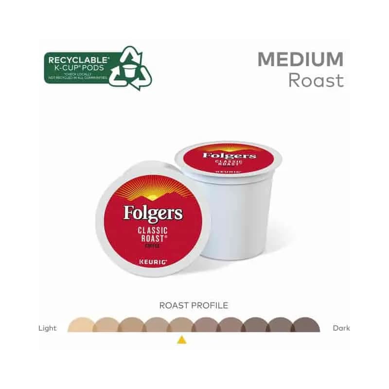 Green Mountain Coffee Folgers Classic Roast Coffee Medium Roast K-Cup 24/Box