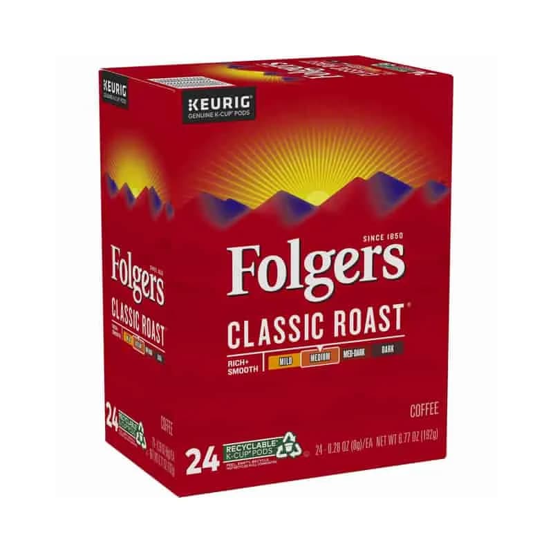 Green Mountain Coffee Folgers Classic Roast Coffee Medium Roast K-Cup 24/Box