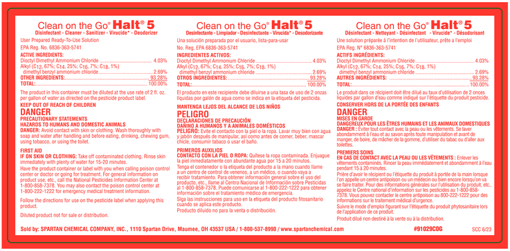 Halt® 5 Clean on the Go® Secondary Product Label Paper 1/Each