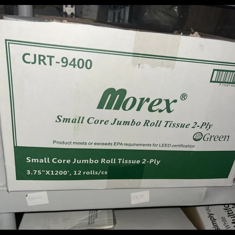 Toilet Paper & Tissue Roll 1PLY White Jumbo (JRT) Small Core 12/Case