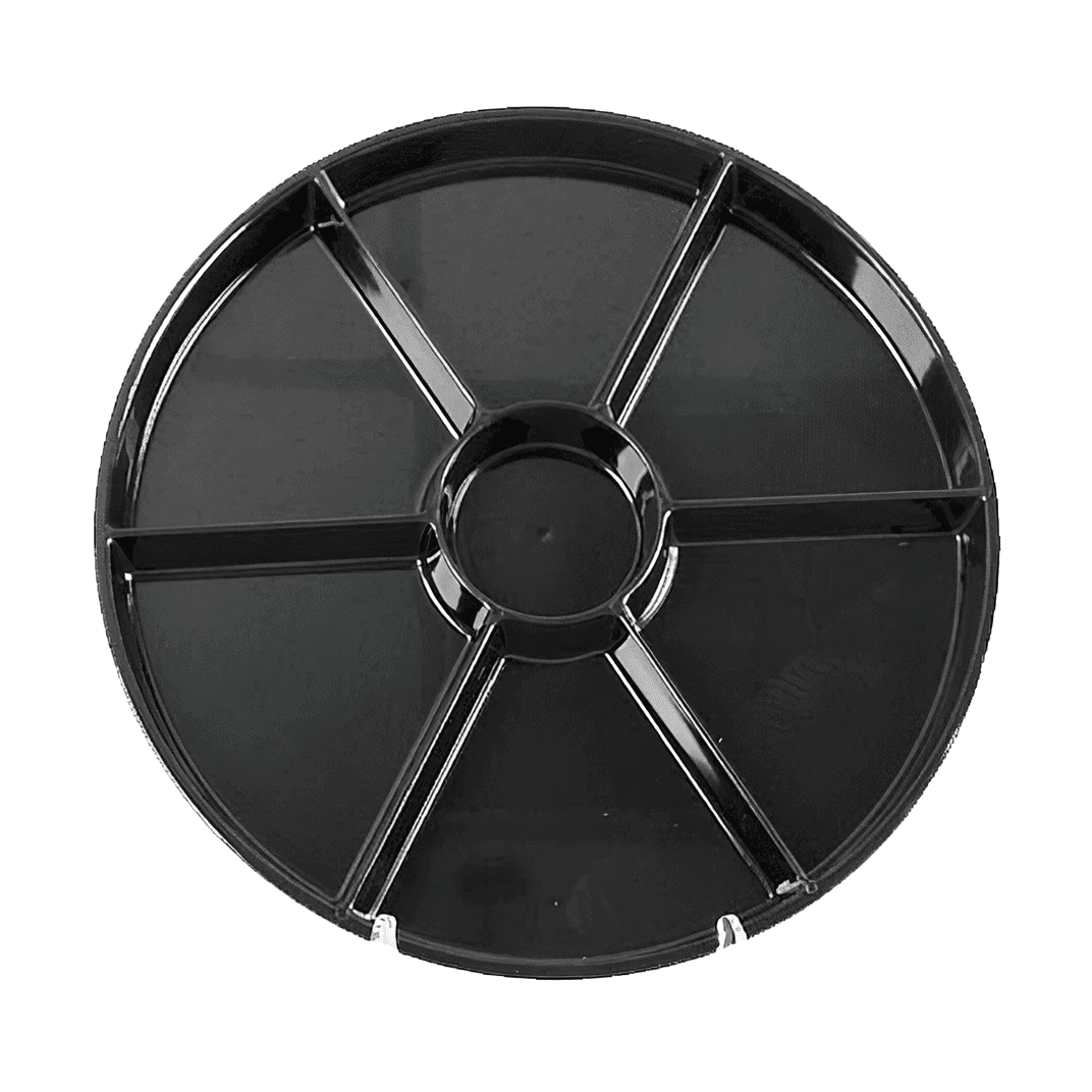 WNA CaterLine® Serving Tray Base 16 IN 6 Compartment PS Black Round 12/Case