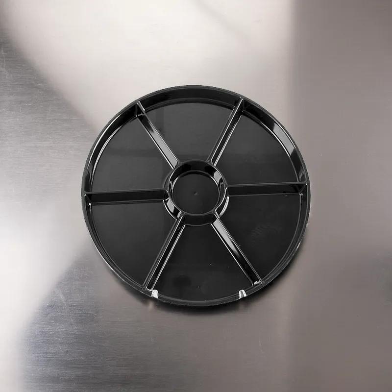 WNA CaterLine® Serving Tray Base 16 IN 6 Compartment PS Black Round 12/Case