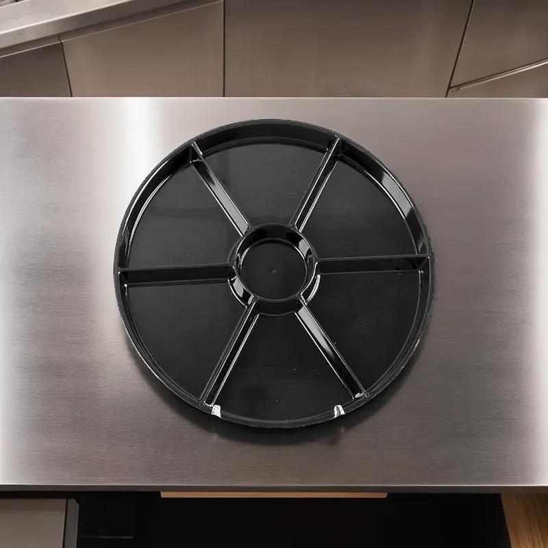WNA CaterLine® Serving Tray Base 16 IN 6 Compartment PS Black Round 12/Case