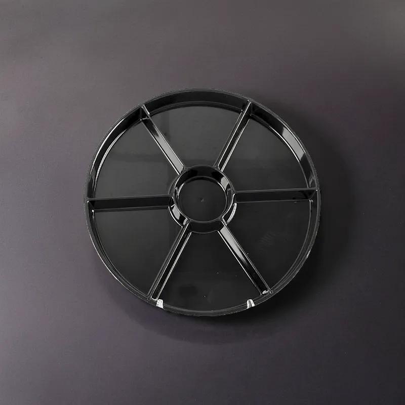 WNA CaterLine® Serving Tray Base 16 IN 6 Compartment PS Black Round 12/Case