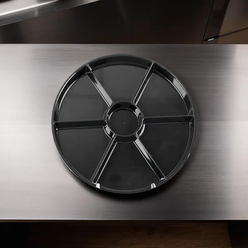WNA CaterLine® Serving Tray Base 16 IN 6 Compartment PS Black Round 12/Case