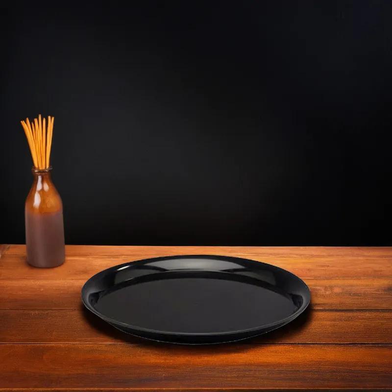 WNA CheckMate Serving Tray 14 IN PS Black Round 25/Case