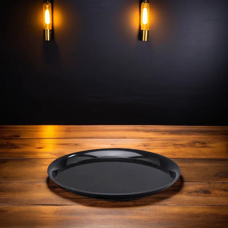 WNA CheckMate Serving Tray 14 IN PS Black Round 25/Case