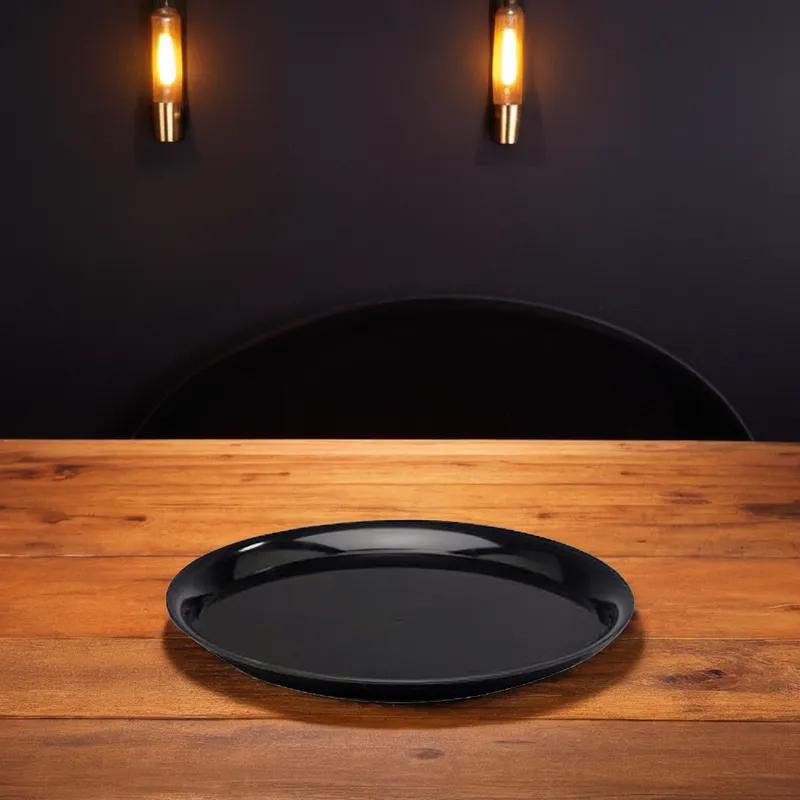 WNA CheckMate Serving Tray 14 IN PS Black Round 25/Case