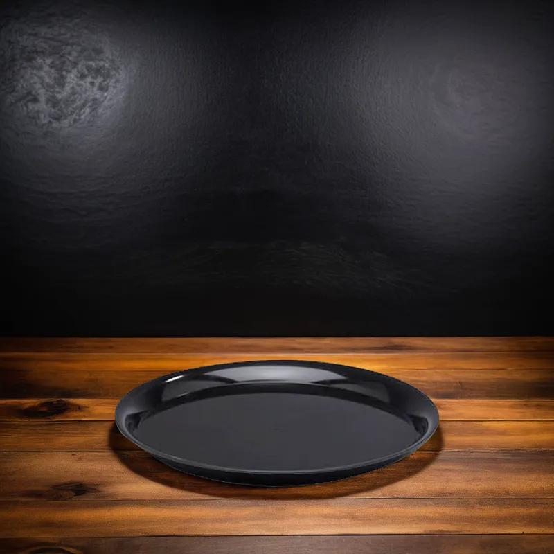 WNA CheckMate Serving Tray 14 IN PS Black Round 25/Case