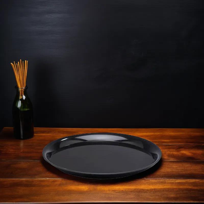 WNA CheckMate Serving Tray 14 IN PS Black Round 25/Case