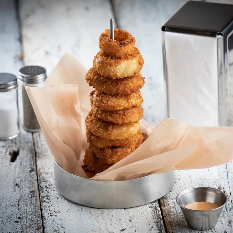 Slider Onion Ring Tower Stand 7X7X10 IN Stainless Steel Round With Base Brushed Dishwasher Safe 1/Each