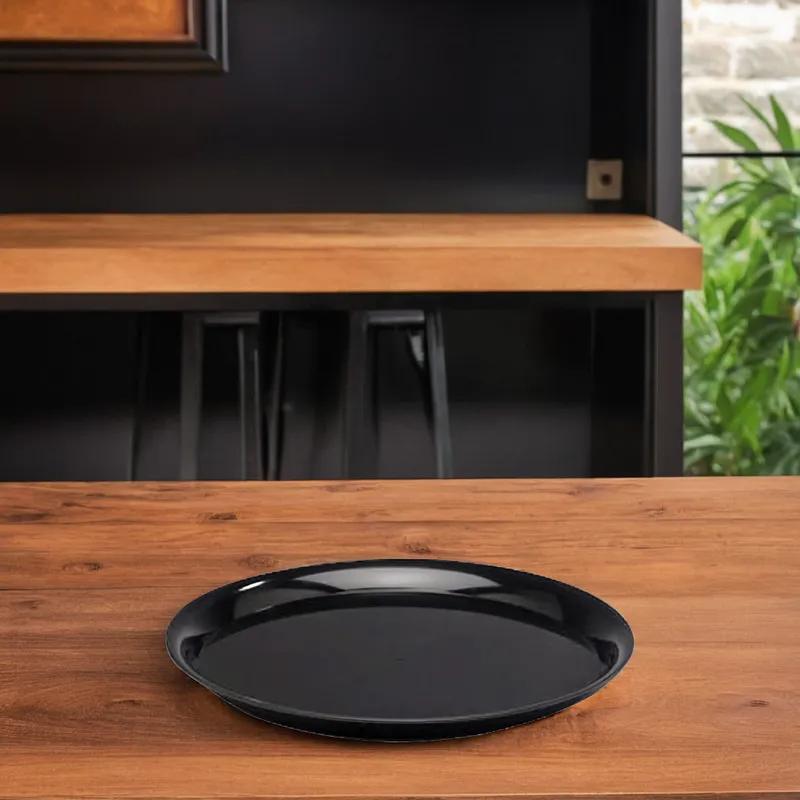 WNA CheckMate Serving Tray 16 IN PS Black Round 25/Case