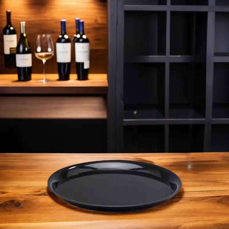 WNA CheckMate Serving Tray 16 IN PS Black Round 25/Case