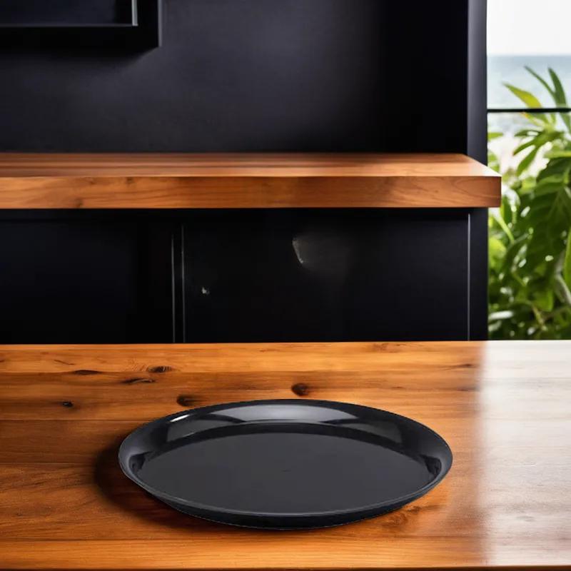 WNA CheckMate Serving Tray 16 IN PS Black Round 25/Case