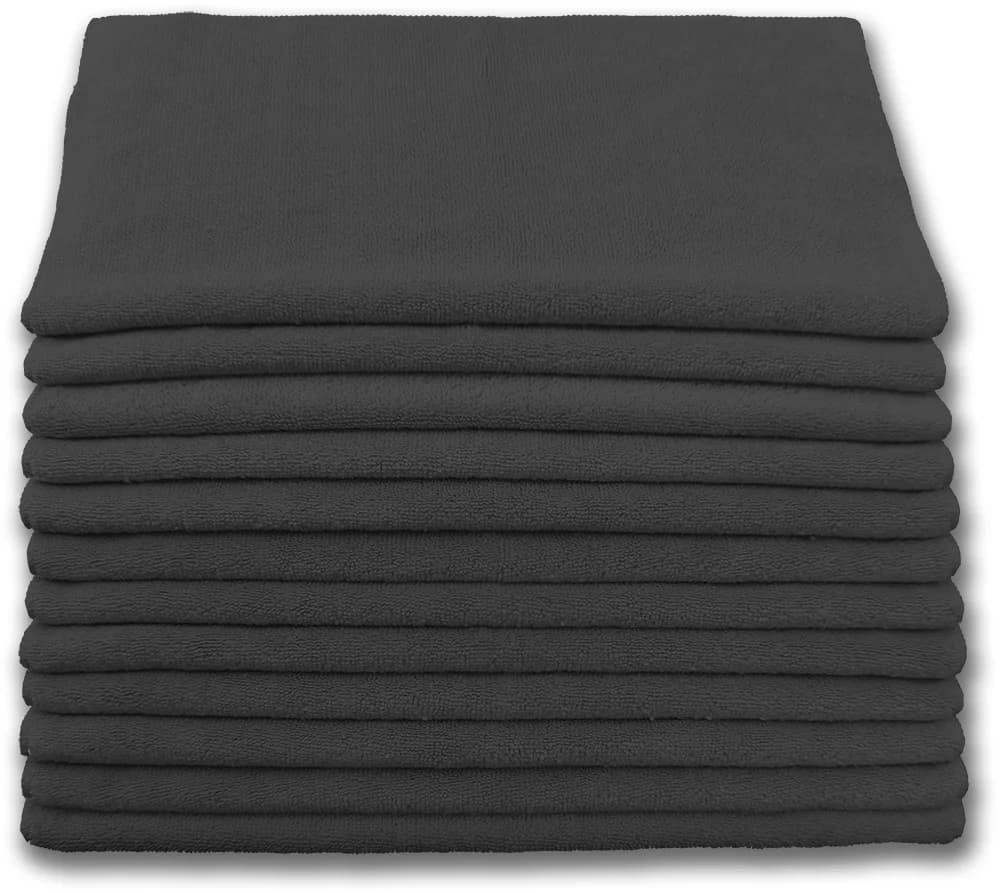 Cleaning Cloth 16X16 IN Microfiber Black 300 GSM 12/Pack