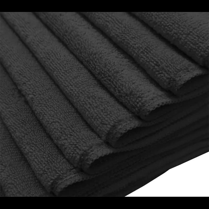 Cleaning Cloth 16X16 IN Microfiber Black 300 GSM 12/Pack