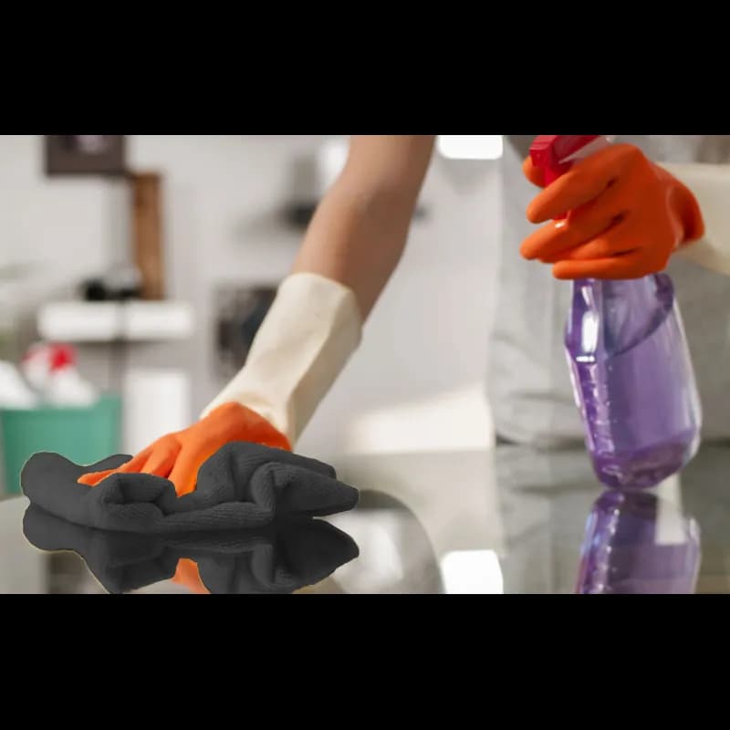 Cleaning Cloth 16X16 IN Microfiber Black 300 GSM 12/Pack